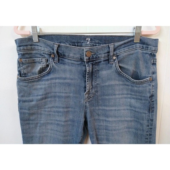 7 For All Mankind WM 34 Jeans Blue 5 Pockets Light Wash Zip Closure - Picture 2 of 7